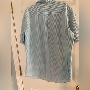 LL Bean vintage seersucker TALL men’s short sleeve shirt 17” neck